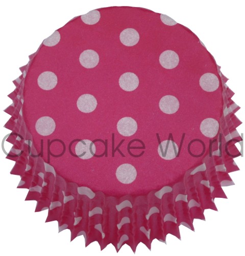 50PCS HOT PINK POLKA DOTS PAPER MUFFIN CUPCAKE PATTY CASES